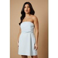 Oasis Women's Strapless Gathered Mini Dress in Baby Blue | Size: 12