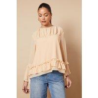 Oasis Women's Ruched Waist 3/4 Sleeve Blouse in Apricot | Size: 10