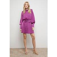 Oasis Women's Volume Shoulder Western Mini Dress in Purple | Size: 14