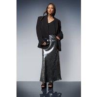 Oasis Women's Metallic Satin Slip Skirt in Metallic Silver | Size: 12