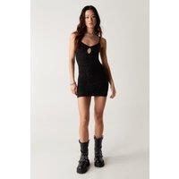 NastyGal Women's Diamante Cut Out Mini Dress in Black | Size: Medium/Large