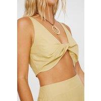 NastyGal Women's Twist Front Micro Bralette Co-ord in Butterscotch | Size: 16