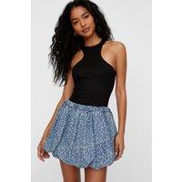 NastyGal Women's Washed Leopard Denim Skirt in Washed Blue | Size: 8