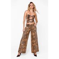 NastyGal Women's Tiger Print Straight Leg Jean in Animal | Size: 8