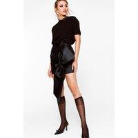 NastyGal Women's Satin Twill Oversized Bow Mini Skirt in Black | Size: 4