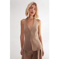 NastyGal Women's Essentials Tailored Button Front Vest in Mink | Size: 6