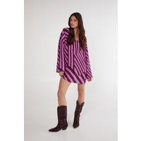 NastyGal Women's Abstract Stripe Mini Tunic Dress in Pink | Size: 8