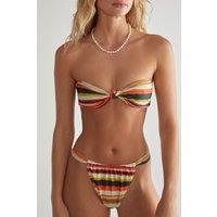 NastyGal Women's Ombre Stripe Bandeau Bikini in Orange | Size: 16