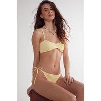 NastyGal Women's Toweling Cropped Tie Side Bikini Set in Lemon | Size: 16