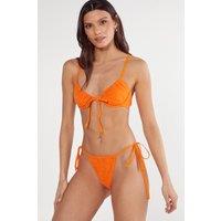 NastyGal Women's Floral Textured Tie Front Underwire Bikini Set in Orange | Size: 6