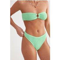 NastyGal Women's Premium Crinkle High Leg Bikini Bottom in Lime | Size: 6