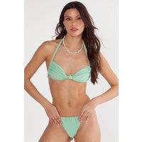 NastyGal Women's Knot Front Halter Neck Bikini Set in Sage | Size: 12