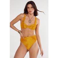 NastyGal Women's Ribbed Textured Underwire Bikini Set in Mustard | Size: 6