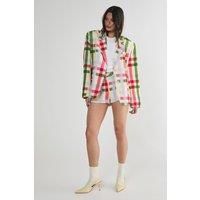 NastyGal Women's Linen Mix Gingham Tailored Shorts Co-ord | Size: XL