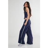NastyGal Women's Nylon Lace Trim Straight Leg Trouser in Navy | Size: 6