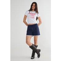 NastyGal Women's Nylon Lace Trim Short in Navy | Size: 12