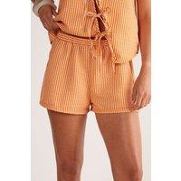 NastyGal Women's Textured Stripe Boxer Shorts Co-Ord in Orange | Size: 6