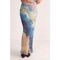 NastyGal Women's Chiffon Marble Print Bias Maxi Skirt Co-ord | Size: 8