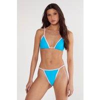 NastyGal Women's Contrast Binding Triangle Bikini in Blue | Size: 14