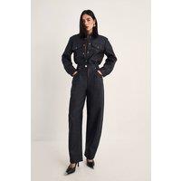NastyGal Women's Barrel Leg Faux Leather Pants in Black | Size: 16