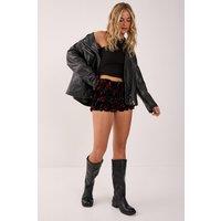 NastyGal Women's Velvet Floral Ruched Bloomer Shorts in Black | Size: 8