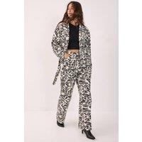 NastyGal Women's Denim Animal Print Jeans in White | Size: 8