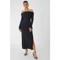 MissPap Women's Bardot Fold Over Open Back Maxi Dress in Black | Size: 10