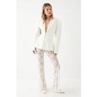 MissPap Women's Premium Corded Lace Flare Trousers in Ivory | Size: 8