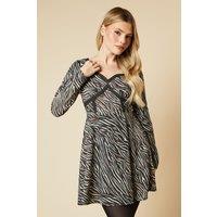 Dorothy Perkins Women's Zebra Lace Front Mini Dress | Size: 14