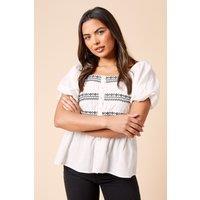 Dorothy Perkins Women's Embroidered Button Front Top in Black | Size: 12
