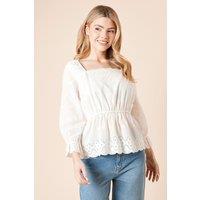 Dorothy Perkins Women's Embroidered Long Sleeve Blouse in White | Size: 16