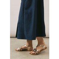Good For the Sole Women's : Extra Wide Fit Real Leather Magali Comfort Flat Sandals in Rose Gold | Size: 3