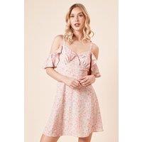 Dorothy Perkins Women's Floral Tie Front Cold Shoulder Mini Dress | Size: 14