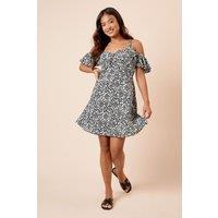 Dorothy Perkins Women's Petite Mono Tie Front Cold Shoulder Mini Dress | Size: 8