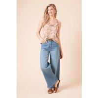 Dorothy Perkins Women's Frill Neckline Top in Floral | Size: 12