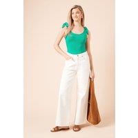 Dorothy Perkins Women's Tie Shoulder Top in Green | Size: 16