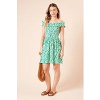 Dorothy Perkins Women's Zebra Shirred Bodice Bardot Jersey Mini Dress | Size: 16