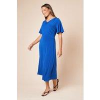 Dorothy Perkins Women's Cowl Neck Tie Back Jersey Midi Dress in Cobalt | Size: 12