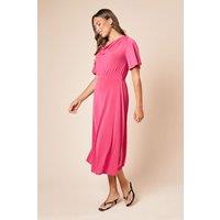 Dorothy Perkins Women's Cowl Neck Tie Back Jersey Midi Dress in Hot Pink | Size: 12