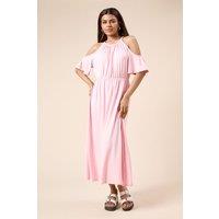 Dorothy Perkins Women's Petite Cold Shoulder Halterneck Midi Dress in Blush | Size: 12