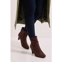 Dorothy Perkins Women's Ally Faux Suede Ruched High Heeled Ankle Boots in Brown | Size: 3