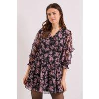 Dorothy Perkins Women's Floral Ruffle Trim Wrap Front Printed Mini Dress | Size: 12