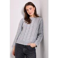 Dorothy Perkins Women's Cable Knitted Crew Neck Jumper in Grey | Size: XL