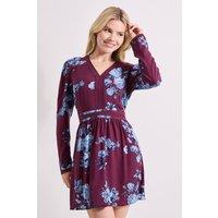 Dorothy Perkins Women's Blue Floral Lace Trim Long Sleeve Printed Mini Dress | Size: 18