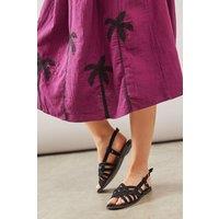 Good For the Sole Women's : Maggie Multi Strap Slingback Flat Sandals in Natural Black | Size: 4