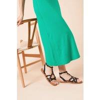 Dorothy Perkins Women's Figaro Faux Leather T-Bar Flat Sandals in Black | Size: 4