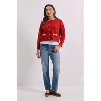 Dorothy Perkins Women's Burgundy Knitted Bomber Jacket | Size: Large