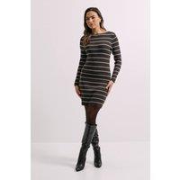 Dorothy Perkins Women's Grey Slim Slash Neck Knitted Mini Dress | Size: Large