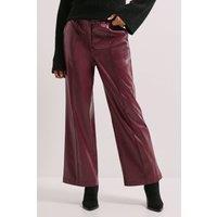 Dorothy Perkins Women's Faux Leather Wide Leg Trousers in Burgundy | Size: 16