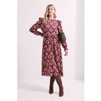 Dorothy Perkins Women's Frill Detail Long Sleeve Midi Dress | Size: 8